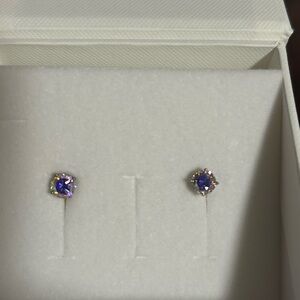 Elegant Multicolored Stone Purple Studs with bonus EFFY chain  MOTHERS DAY GIFT
